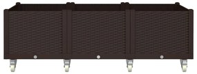 Vaso/floreira de jardim com rodas 150x80x54 cm PP castanho
