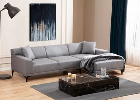 Sofá de Canto Petra – Cinzento Claro – 145 x 250 cm