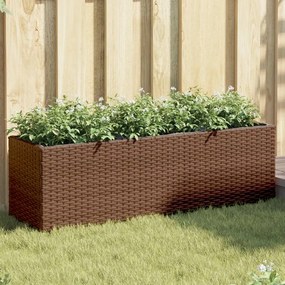 Canteiro jardim com 3 vasos 105x30x32 cm vime PE castanho