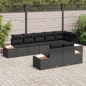 Conjunto de Sofá de Jardim com 8 Peças e Almofadas - Vime Poliéster Pr