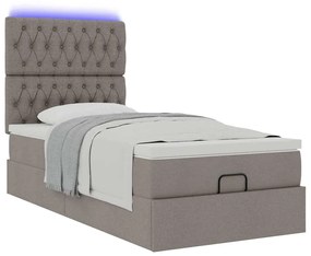Estrutura de cama otomana com colchão tecido cinzento 100x200cm