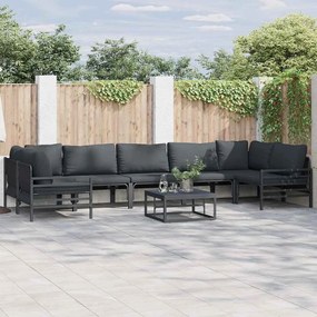 vidaXL Conjunto de Sofá de Jardim 7 pcs Cinzento-escuro Aço