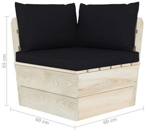 6 pcs conjunto lounge de paletes + almofadões madeira de abeto