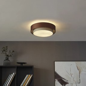 Plafon moderno bronze escuro com taupe 50cm 3-luzes - Drum Duo