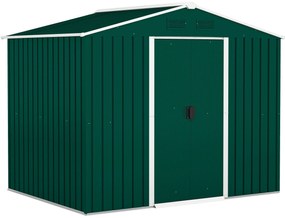 Outsunny Abrigo de Jardim de 3,6 m² 236x174x190 cm para Armazenamento de Ferramentas com Portas e 4 Janelas de Ventilação Verde | Aosom Portugal