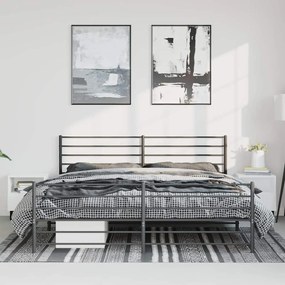 Estrutura de cama com cabeceira e pés 193x203 cm metal preto