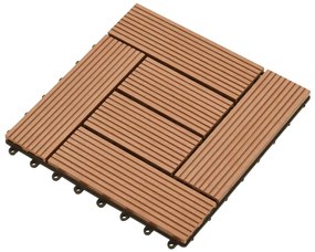 Conjunto 11 azulejos WPC para plataforma castanho 30x30 cm