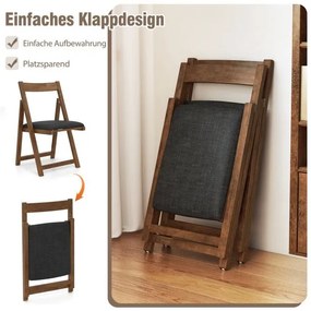Conjunto de 2 cadeiras dobráveis para sala de jantar, cadeiras de cozinha com encosto curvo, cadeira acolchoada, capacidade de carga de 150 kg