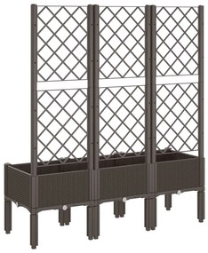 Vaso/floreira de jardim c/ treliça 120x40x142 cm PP castanho