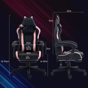Cadeira Gaming com Orelhas Cadeira Gamer Reclinável com Altura Ajustáv