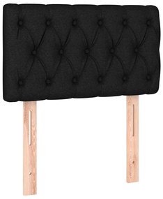 Cama box spring c/ colchão e LED 80x200 cm tecido preto