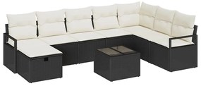Conjunto de Sofá de Jardim de 9 Peças com Almofadas em Polyrattan Pret