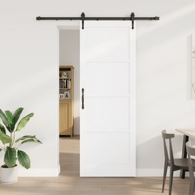 Porta Deslizante vidaXL com Conjunto de Hardware Branco 83x232 cm Madeira Sólida de Pinho