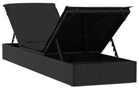 Espreguiçadeira com mesa vime PE preto