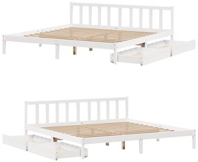Cama sem colchão 180x200 cm madeira de pinho maciça branco