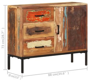 Aparador 88x30x73 cm madeira recuperada maciça
