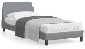 373105 vidaXL Estrutura de cama c/ cabeceira tecido cinza-claro 90x200 cm