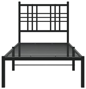 Estrutura de cama metal s/ colchão c/ cabeceira 75x190 cm preto