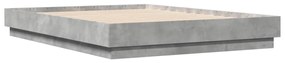 Estrutura de cama com luzes LED 135x190 cm cinzento cimento