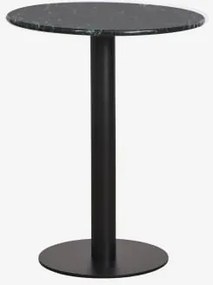 Mesa De Bar Redonda Em Pedra Natural Xiren Ø60 Cm & Preto & Mármore Verde Big Flower - Sklum