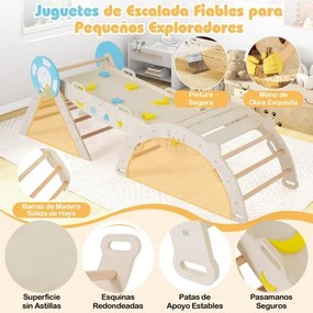 Conjunto triangular 8 em 1 de escalada para bebés com rampa, escada e arco de escalada Montessori de madeira Natural