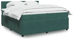 vidaXL Cama com molas/colchão 200x200 cm veludo verde-escuro