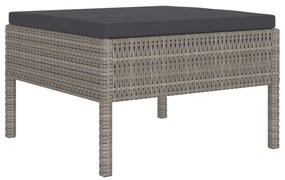 10 pcs conjunto lounge de jardim c/ almofadões vime PE cinzento