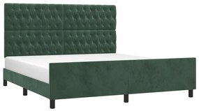 Estrutura de cama c/ cabeceira 180x200 cm veludo verde-escuro