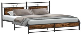 Estrutura de cama sem colchão 193x203cm metal carvalho fumado