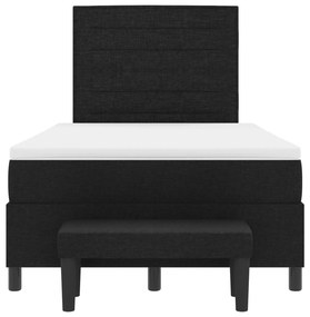 Cama com Box Spring com Colchão e Banco Preto 120x190 cm Tecido