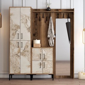 Hall Stand Berlin ABC – Nogueira e Branco – 180x200x35 cm