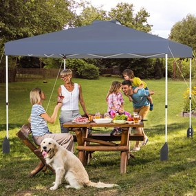Tenda Pop up portátil para jardim, festas, eventos de 3 x 3 m com parede lateral, 4 x Sacos de areia e com bolsa enrolável cinzenta.