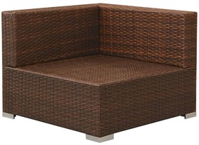 3 pcs conjunto lounge jardim c/ almofadões vime PE castanho