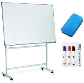 Quadro Branco Porcelana 120x180cm com Rodas e Cavalete e 4 Marcadores e Apagador