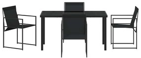 Conjunto de Jantar para Jardim - 5 Peças, Preto, com Textilene e Aço.