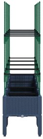 Vaso/floreira de jardim c/ treliça 160x40x142,5 cm PP cinzento azul