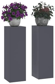 Suportes para Plantas Externos Pilar 2 pcs Antracite 24x24x75 cm Aço