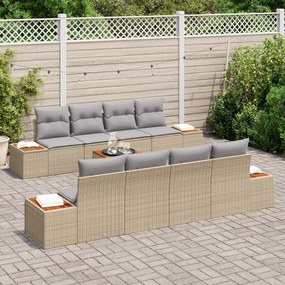 Conjunto de Sofás de Jardim vidaXL com Almofadas Bege Polirattan Acáci