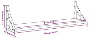 Prateleiras de parede 2 pcs 60x15x15,5 carvalho castanho