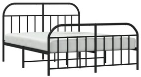 Estrutura de cama com cabeceira e pés 140x190 cm metal preto