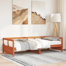 vidaXL Sofá-cama sem colchão 90x190 cm pinho maciço castanho-mel