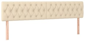 Cabeceira de cama c/ luzes LED tecido 200x7x78/88 cm cor creme