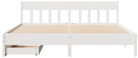 Cama sem colchão 200x200 cm madeira de pinho maciça branco