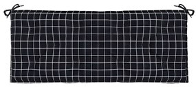 Almofadões p/ banco jardim 2 pcs 120x50x7cm tecido xadrez preto