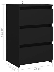 Mesas de cabeceira 2 pcs 40x35x62,5 cm derivados madeira preto