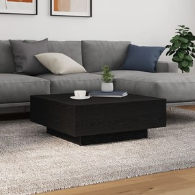 Mesa de Centro vidaXL com Luzes LED Carvalho Preto 80x80x31 cm
