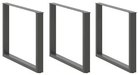 Pés para mesa de jantar em formato de U, 2 peças, antracite, 100x(72-7