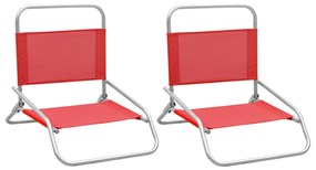 Cadeiras de praia dobráveis 2 pcs tecido vermelho