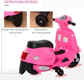 Mota elétrica 6V ara crianças 1,5 a 3 anos com licença faróis buzina e 4 rodas 66,5x38x52 cm Rosa