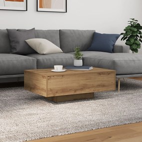 Mesa de centro vidaXL com luzes LED Carvalho Artesanal 85x55x31 cm
